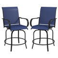 Outsunny Outdoor Bar Stools With Armrests, Set Of 2 360 Swivel Bar Height Patio Chairs With High Density Mesh Fabric, Steel Frame Dining Chairs For Balcony, Poolside, Backyard, Navy Blue