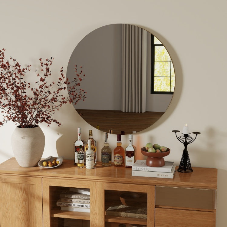 80Cm Bathroom Mirror, Round Mirror, Wall Mount