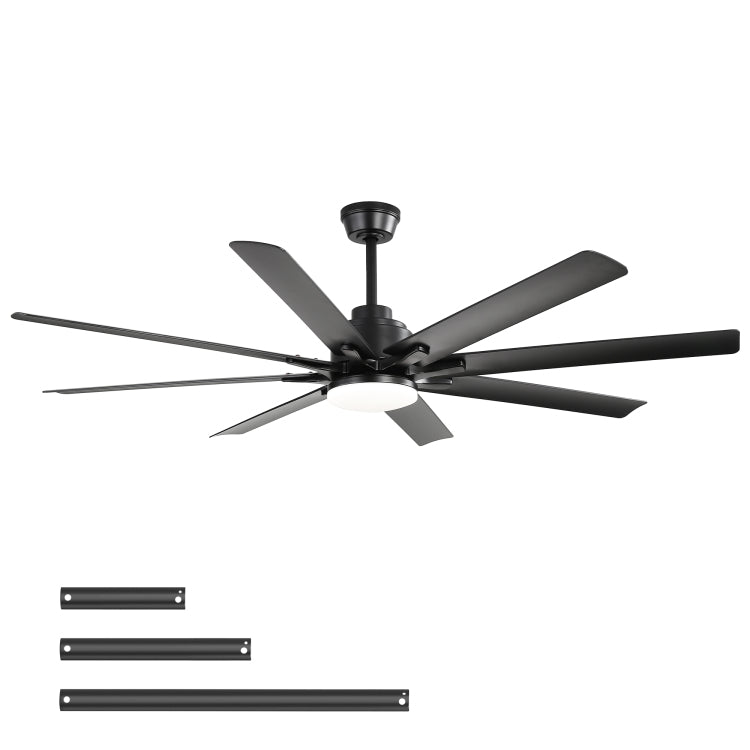 Modern 52 Inch Smart ,6 Wind Speed,With 8 Black Abs Blades,Voice Remote,Fan For Bedroom,Living Room,Patio,Kitchen,Etc