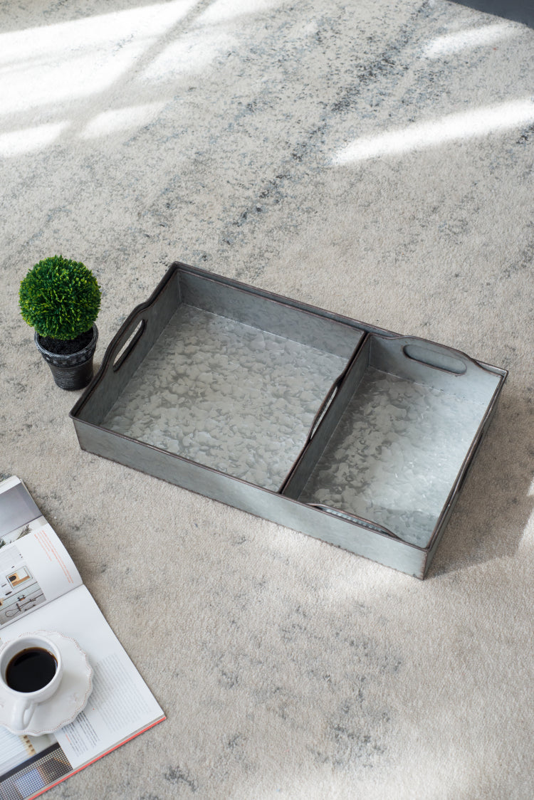 S 3 Decorative Galvanized Gray Nesting Trays
