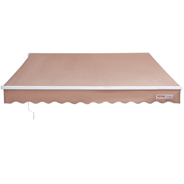 Manual Retractable Awning, 12 X 10 Ft Outdoor Patio Awning Retractable Sun Shade, Water Resistant Polyester Patio Door Window Awning Sunshade Shelter With Crank Handle For Backyard, Balcony