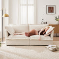Modern Slipcovered 2 Seat Sofa Couches For Living Room, 2 Seater Sofa, Plain Chenille Deep Seat Sofa With Upholstered Cushion&Detachable Cover, Comfy Sofa Couch For Small Space, Apartment, Cream