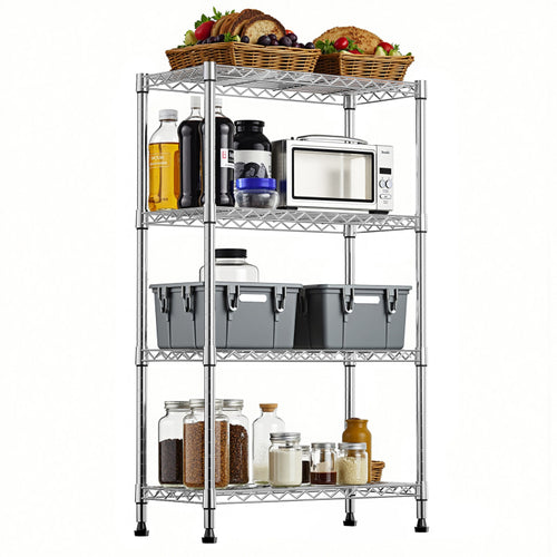1000 Lbs Storage Shelving Steel Heavy Duty 4 Tier Utility Shelving Unit Steel Organizer Wire Rack For Home,Kitchen,Office,Chrome 13.7" D X 29.5" W X 47.2" H