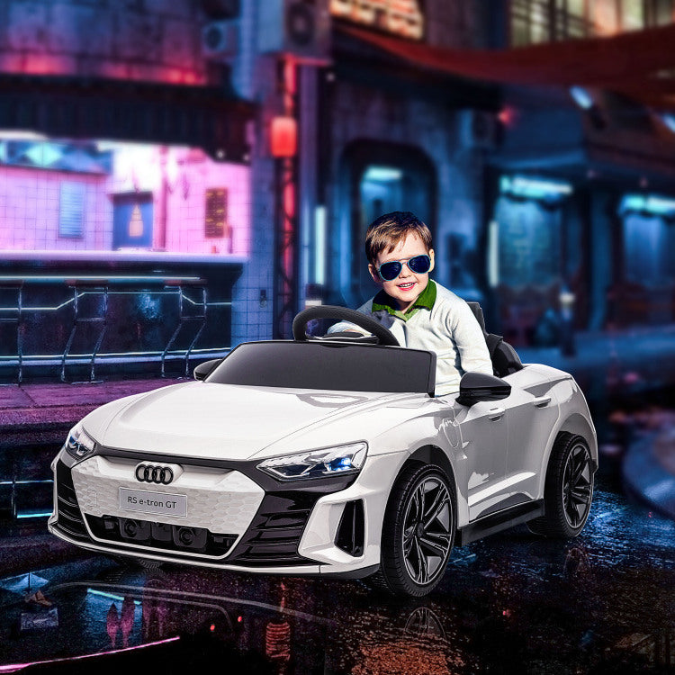 Aosom Kids Ride On Car, 12V Licensed Audi Rs E Tron Gt 3.1 Mph Electric Car For Kids, Ride On Toy For Boys And Girls With Remote Control, 4 Wheels With Suspension, Horn, Music, Lights, White