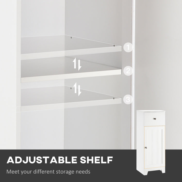 Kleankin Short Bathroom Storage Cabinet, Cabinet Organizer With 1 Drawer And Adjustable Shelf For Living Room, White
