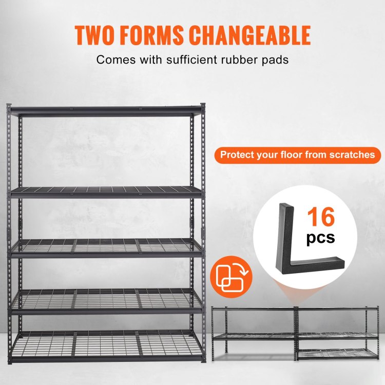 Storage Shelving Unit, 5 Tier Adjustable, 2000 Lbs Capacity, Heavy Duty Garage Shelves Metal Organizer Wire Rack, Black, 60" L X 24" W X 78" H For Kitchen Pantry Basement Bathroom Laundry Closet