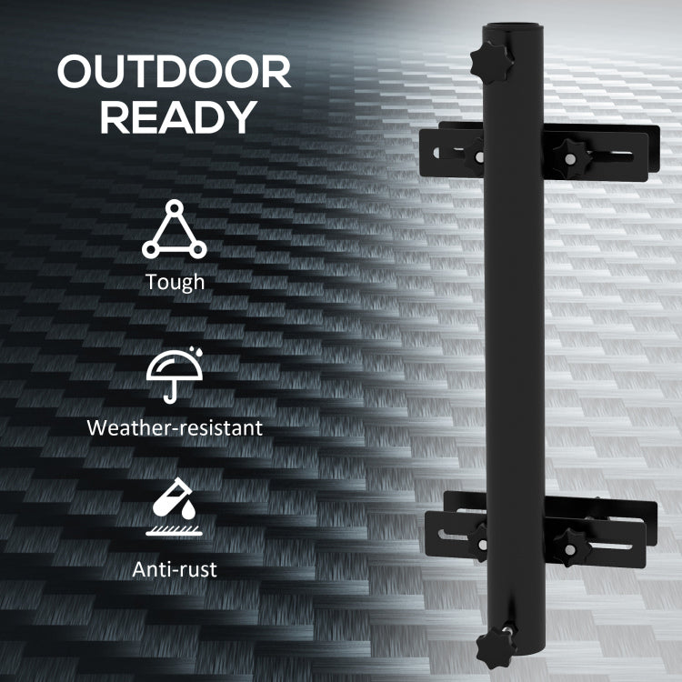 Outsunny Patio Umbrella Holder With Adjustable Clamps, Umbrella Deck Mount Bracket For Railing, Balcony, Fences, Patio Umbrella Stand For Market Umbrella And Offset Umbrella, Black