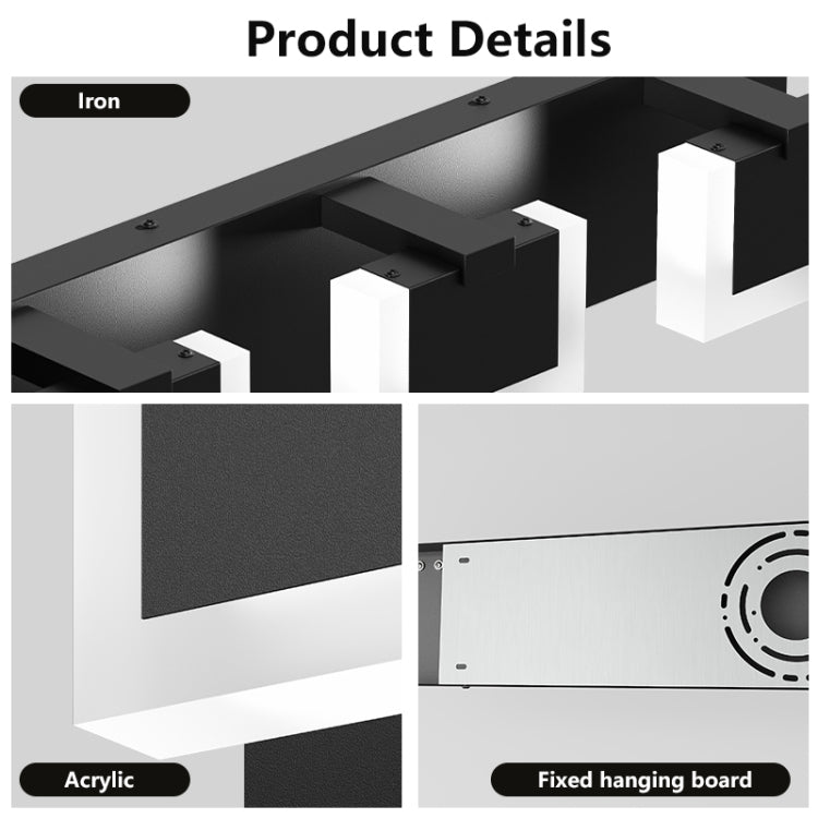 3 Lights Modern Black Vanity Light Up And Down Black Led Vanity Light Fixtures Bathroom Wall Light Over Mirror 6000K
