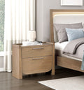 1Pc Modern Light Brown Finish Nightstand With Storage Drawers Wooden Bedroom Furniture Stunning Design