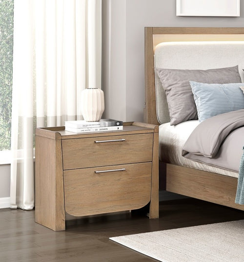1Pc Modern Light Brown Finish Nightstand With Storage Drawers Wooden Bedroom Furniture Stunning Design