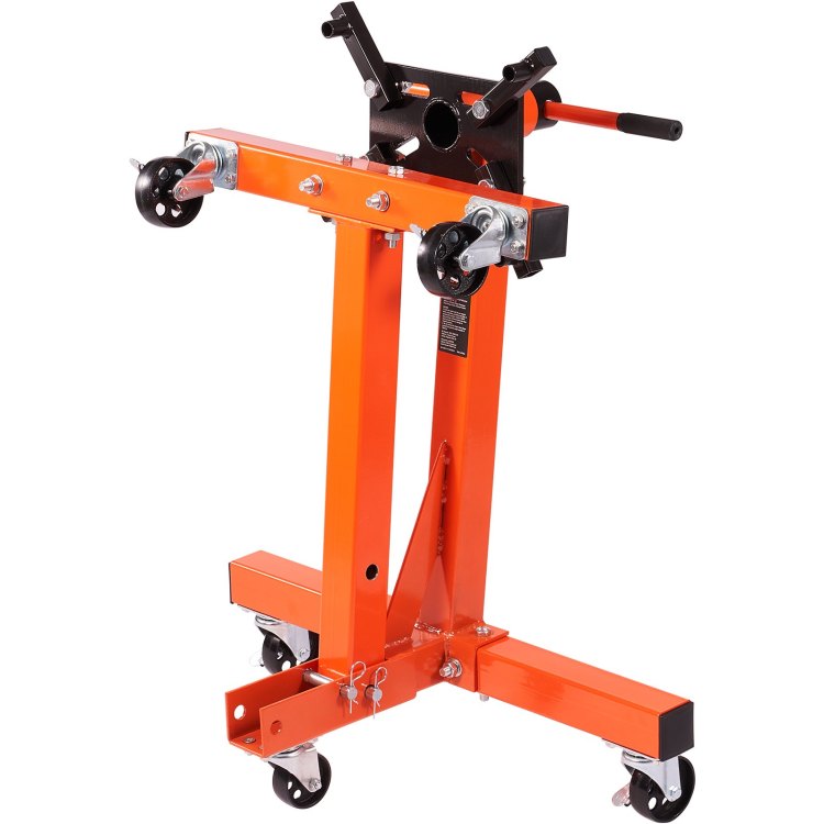 Engine Stand, 1500 Lbs 3 4 Ton Rotating Engine Motor Stand With 360 Degree Adjustable Head, Cast Iron Folding Motor Hoist Dolly, 5 Caster, 4 Adjustable Arms, For Vehicle Maintenance