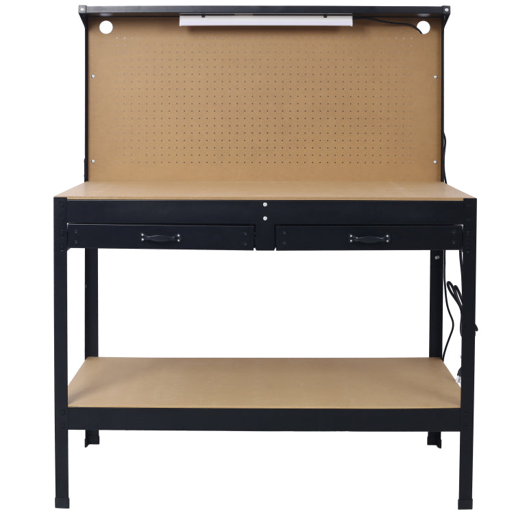 Steel Workbench Tool Storage Work Bench Workshop Tools Table W Drawer And Peg Board ,4Xac Outlets 2Xusb Ports