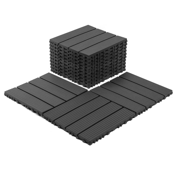 Plastic Interlocking Decking Tiles, 44 Packs Of Terrace Decking Tiles, 12 Inches X 12 Inches Waterproof For All Weather Use, Backyard Pool Decking Tiles, Dark Gray