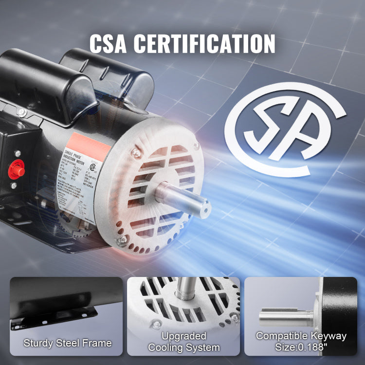 5Hp Air Compressor Electric Motor 230V 25A 3450Rpm 56Hz Frame Cw Ccw Rotation Factory Setting Is Ccw