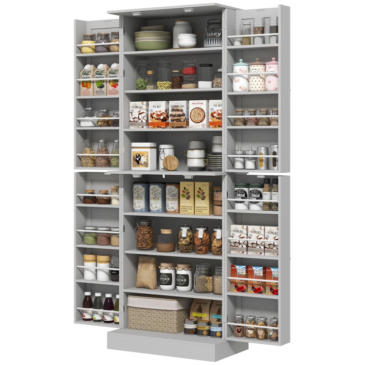 Homcom 65" Kitchen Pantry Cabinet, Modern Storage Cabinet With Doors And Shelves, Freestanding Cupboard For Dining Room, Gray