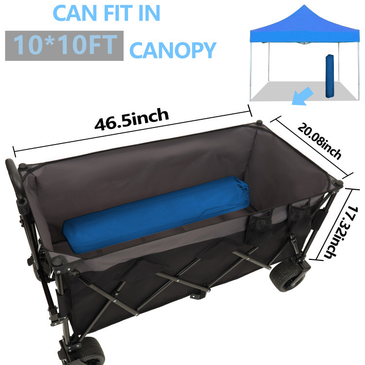 51 Inch Extended Heavy Duty Foldable Utility Wagon 480Lbs Capacity, Patented Ultra Stable Frame, 1:6 Space Saving Fold & 7" All Terrain Wheels, No Assembly Needed, Black Gray