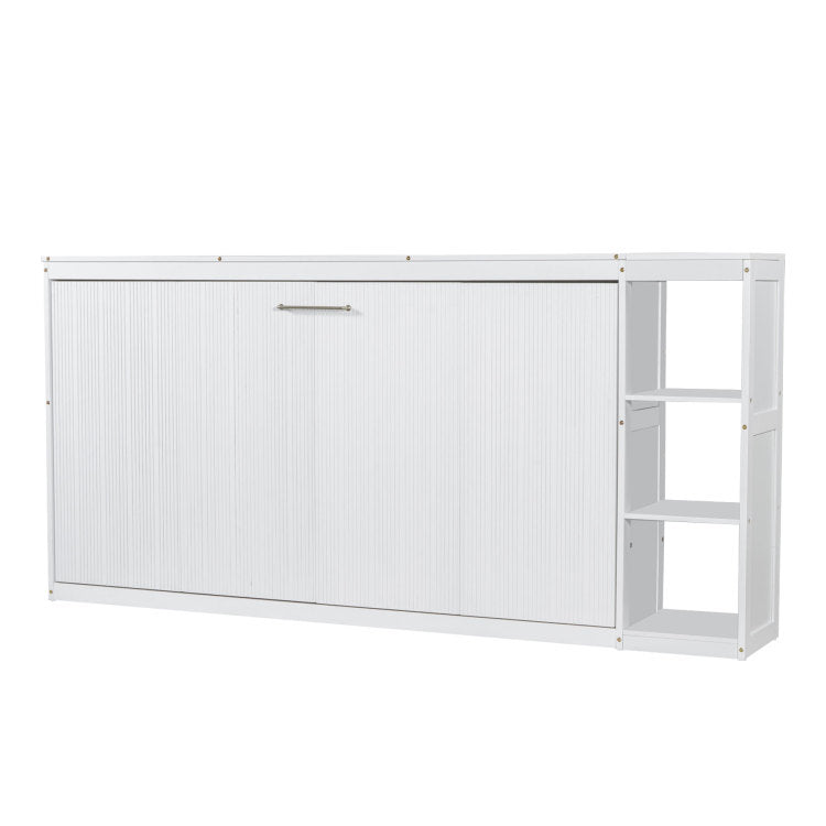 Twin Size Murphy Bed With Bookshelf, White
