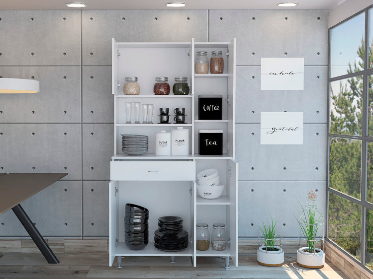 Venice 90 Pantry Cabinet, Multiple Cabinets, One Drawer, Two Open Shelves