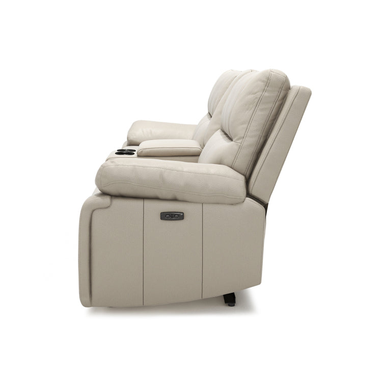 Malibu 79" Modern Power Motion 3 Piece Reclining Loveseat Sofa With Cup Holders, Cream Taupe Beige