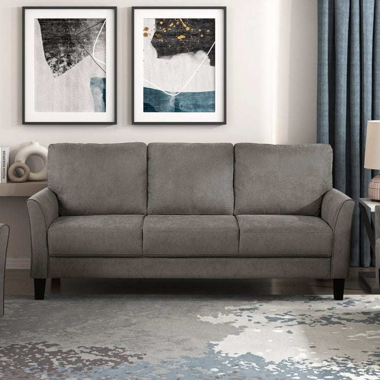 Modern Contemporary Upholstered Sofa Brown Gray Plush Seat Comfort Durable Solid Wood Living Room Furniture 3 Seater Couch 1Pc