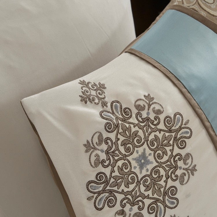 Jacquard 7 Piece Comforter Set Blue Queen