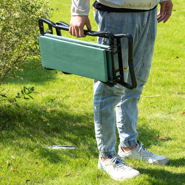 Outsunny Padded Garden Kneeler And Seat Bench, Padded Foldable Garden Stool, Green