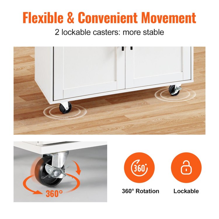 Kitchen Island Cart With Solid Wood Top, 35.4" Width Mobile Carts With Storage Cabinet, Rolling Kitchen Table With Spice Rack, Towel Rack, Drop Leaf And Drawer, Portable Islands On Wheels, White
