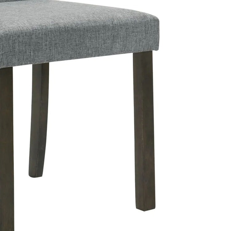 Muly Side Dining Chair Set Of 4, Fabric Seating, Gray Brown Wood