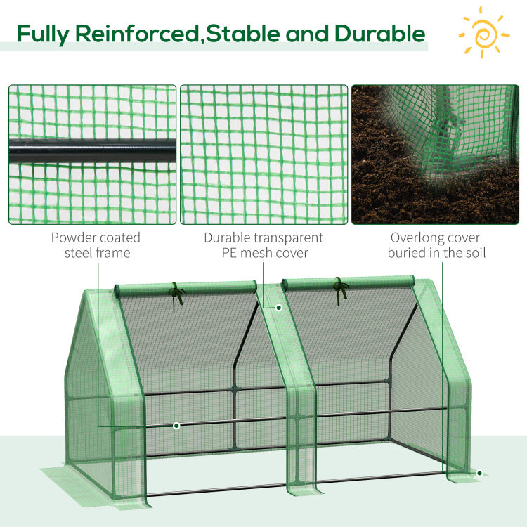 Outsunny 6' X 3' X 3' Portable Mini Greenhouse Outdoor Garden With Large Zipper Doors And Water Uv Pe Cover, Green