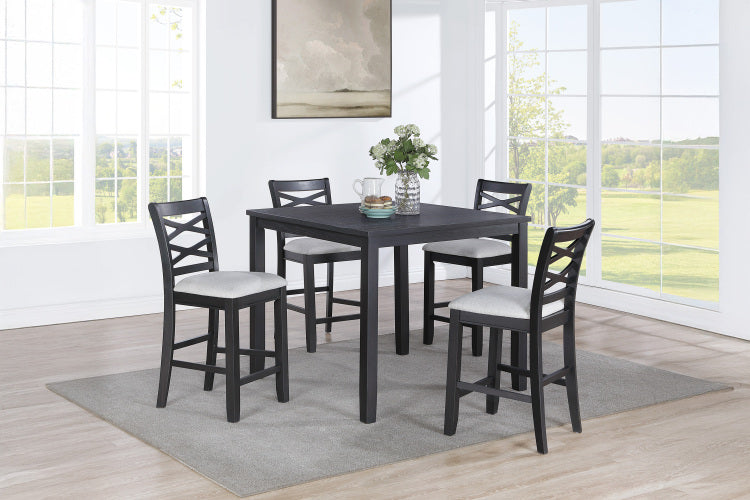 5 Piece Counter Height Table Charcoal Color
