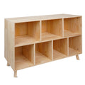 Solid Pine Wood 7 Compartment Storage Cabinet, 45.5"L X 29.1"H Fixed Shelves Organizer For Books Toys Home D Cor, Modern Wooden Shelf ,Multi Compartment Cabinet For Home Office