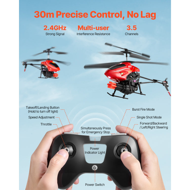 Rc Helicopter 3.5 Channel Remote Control Aircraft Toy Shooting Mode Kids Present