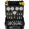 Hydraulic Pressure Test Kit, 10 100 250 400 600Bar, 5 Gauges 13 Couplings 14 Tee Connectors 5 Test Hoses, Excavator Hydraulic Test Gauge Set With Carrying Case For Excavator Tractors Machinery