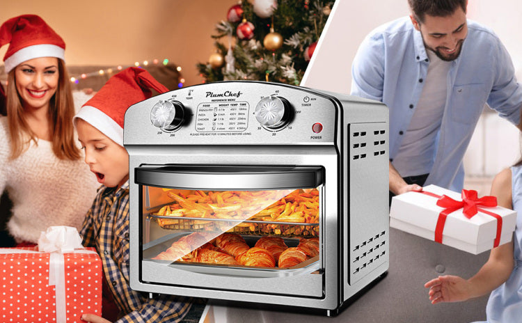 12.5 Quart 7 In 1 Convection Toaster Oven, 1500W, Stainless Steel, With 5 Pre Set Menus Roast, Bake, Grill, Broil, Toast, Dehydrate & Defrost, Silver