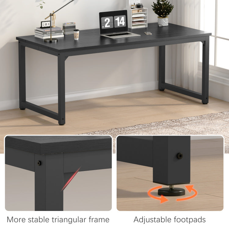 70" Computer Desk,Large Home Office Desk Wide Workstation 1 Inch Thicker Tabletop For Writing,Black