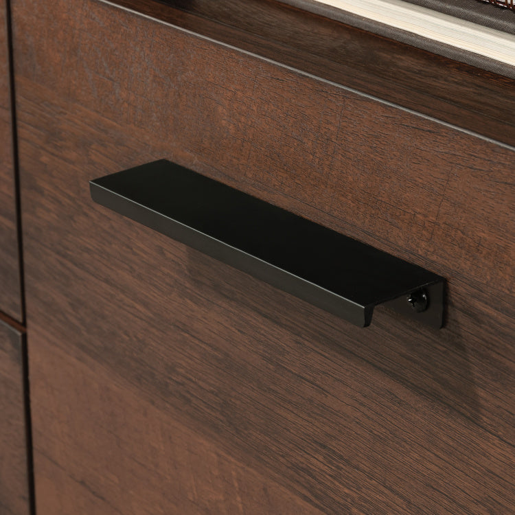Industrial L Shaped Computer Desk, Brown Finish