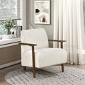 Modern Design 1Pc Accent Chair Beige Corduroy Seat Cushions Solid Wood Living Room Furniture