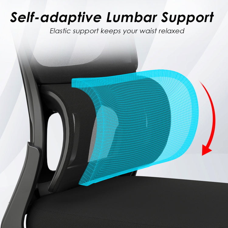 Office Chair, Mesh Ergonomic Office Chair With Lumbar Support, Comfy Computer Desk Chair With Flip Armrest Rolling Wheels For Home Study Room Office, Black & Black