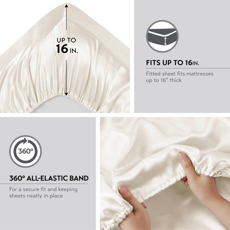 4 Pcs Twin Luxury Sheet Set Ivory