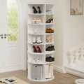 Rotating Shoe Rack Tower, 7 Tier Spinning Shoe Rack, Free Standing 360 Revolving Shoe Organizer, High Bottom Design Shoe Tower Spinning Storage Lazy Susany, Fits 28 Pairs Of Shoes 7 Tier White