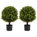 22In Boxwood Ball Shaped Artificial Topiary Shrubs Tree In Pot For Home And Garden Decoration 2Pcs Set