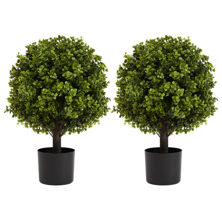 22In Boxwood Ball Shaped Artificial Topiary Shrubs Tree In Pot For Home And Garden Decoration 2Pcs Set