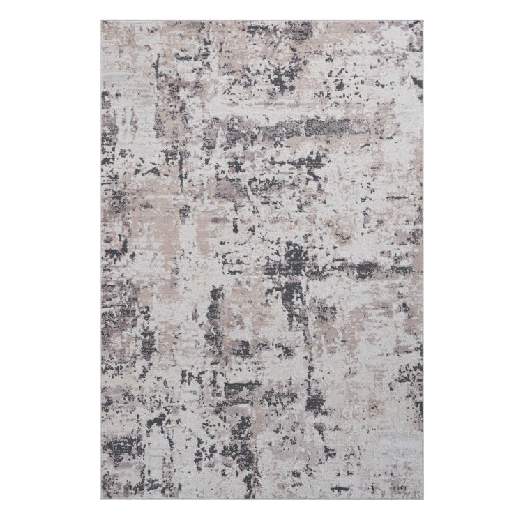 Loom & Luxe Collection 5X7 Cream Brown Abstract Non Shedding Living Room Bedroom Dining Home Office Stylish And Stain Resistant Area Rug