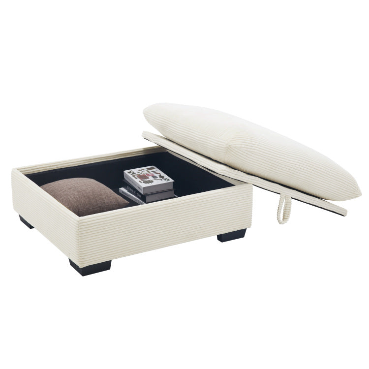 Corduroy Fabric Ottomans Footrest To Combine With 2 Seater Sofa, 3 Seater Sofa And 4 Seater Sofa, Beige Corduroy