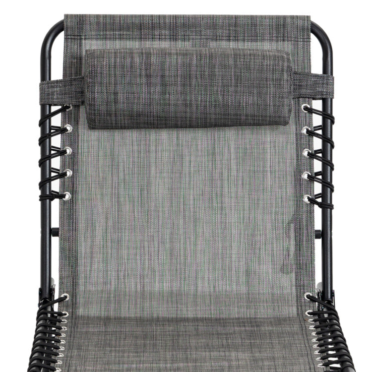 Outsunny Reclining Chaise Lounge Chair, Portable Sun Lounger, Folding Camping Cot, With Adjustable Backrest And Removable Pillow, For Patio, Garden, Beach, Grey