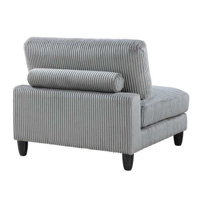 Mear Modular Armless Chair W Black Solid Wood Legs, Gray Corduroy