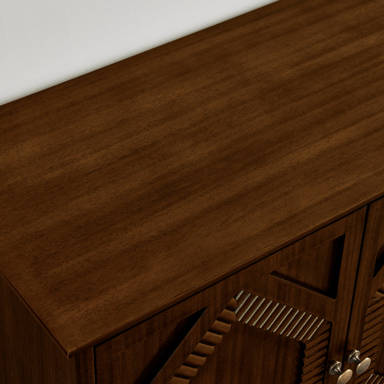 65.2" Mid Century Modern Sideboard Buffet Cabinet With Storage, Symmetrical Geometric Accent Coffee Bar Wine Bar Storage Cabinet, Large Console Table For Living Room Entryway Kitchen, Walnut