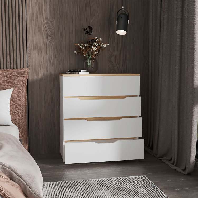 Lynbrook 4 Drawer Dresser White And Light Oak