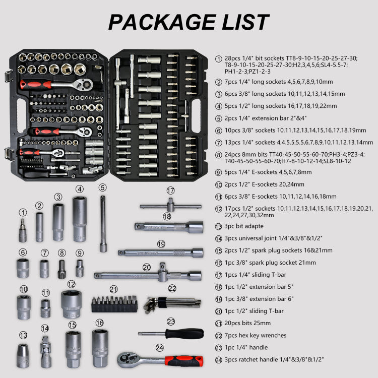 Tool Set Socket And Ratchet Wrench Toolbox, 171Pcs Tool Box, Universal Home Car Repair Tool Set For Men And, Perfect For Homeowners, Diy Enthusiasts, And Mechanics