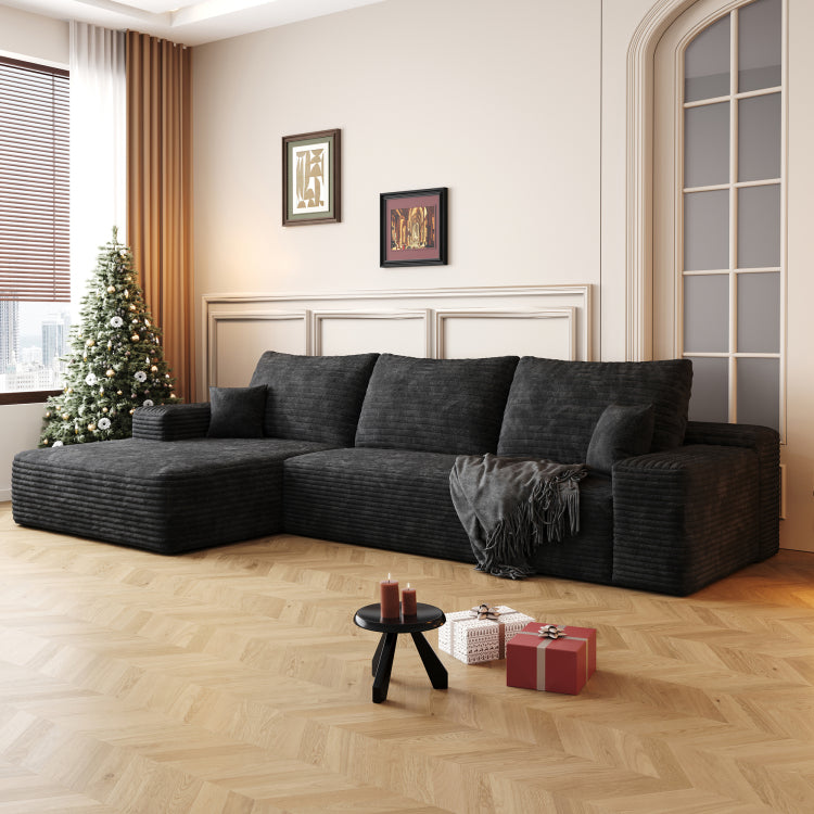 107" Cloud Sectional Couch With L Shape Chaise,Modern Modular Sofa With Deep Seat, Upholstered Couches For Living Room Bedroom,No Assembly Required Plush Corduroy Fabric